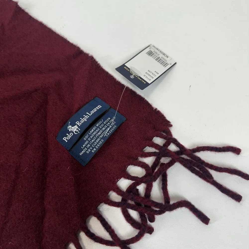 Polo Ralph Lauren‎ Solid Wool Blend Scarf Burgundy Wine Purple 63